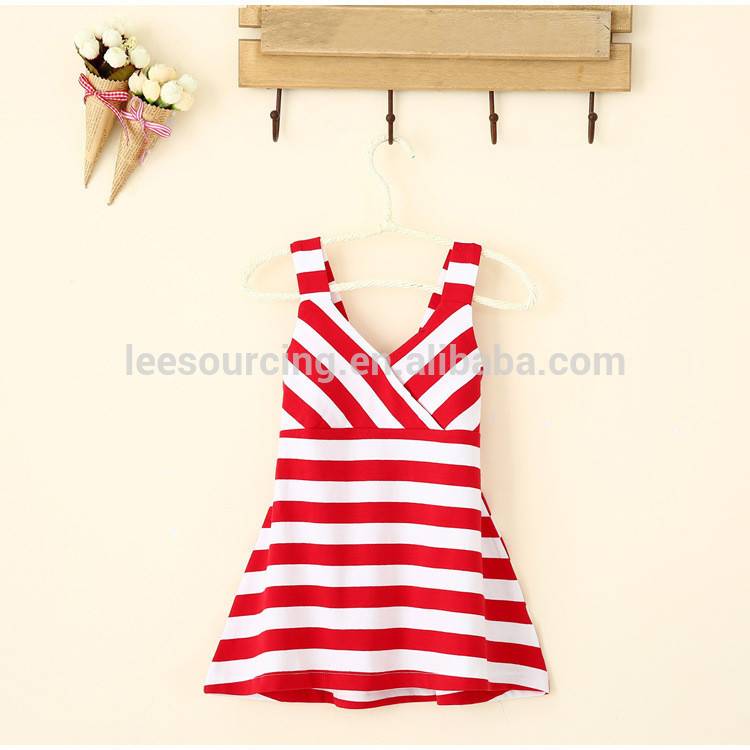 Hotsale fashion summer striped cotton baby kids fancy dress