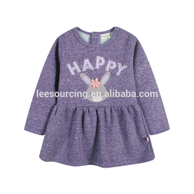 Spring Style long sleeve ruffle cotton baby girl long one piece dress