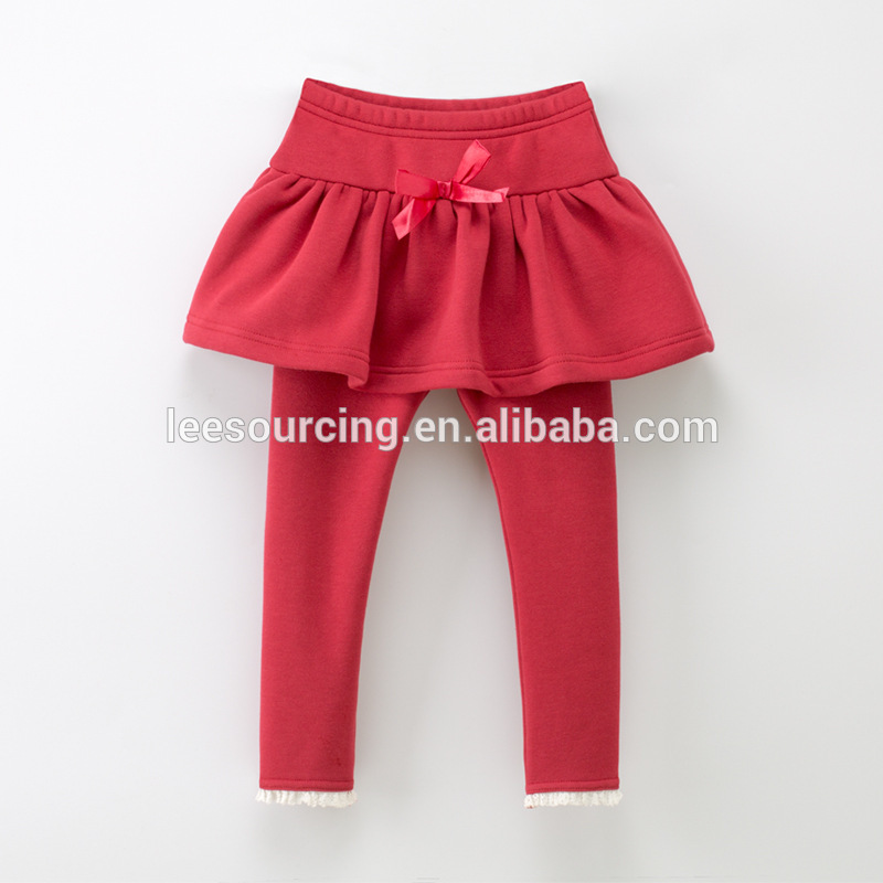 Wholesale lace trim red cotton baby girl sweet skirt legging duo