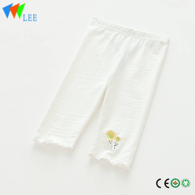 100% cotton baby girl leggings wholesale embroidered flower fancy