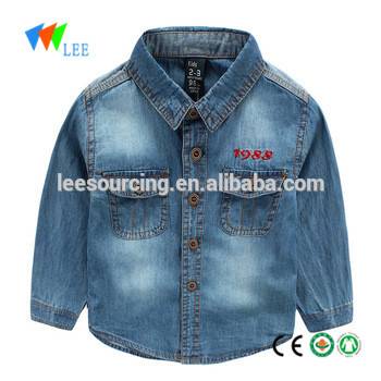 Spring new style embroidery denim baby boy clothing shirt