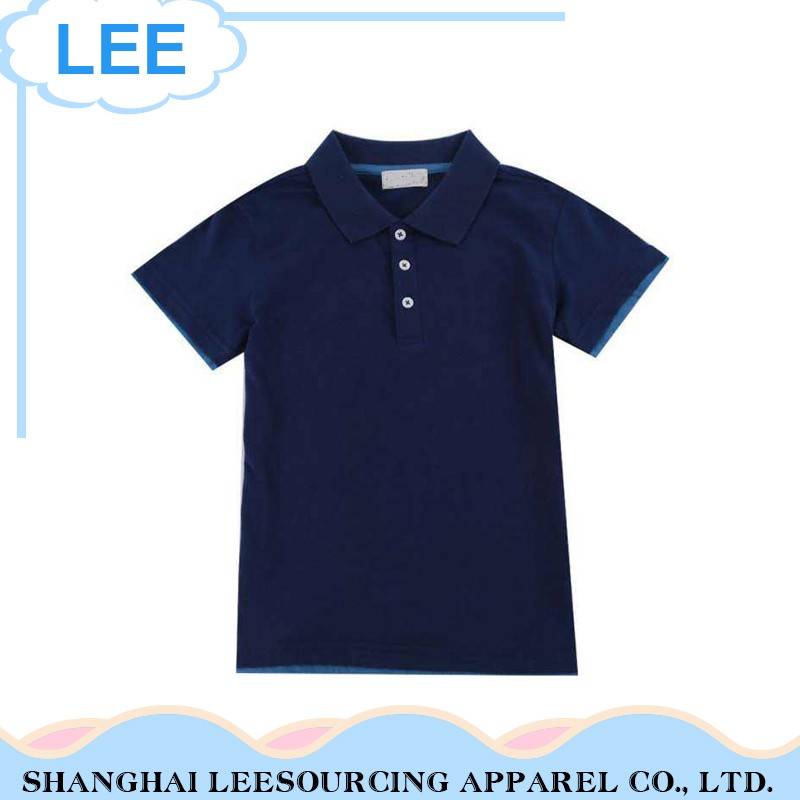 Yüksek Kaliteli Özel Baskılı Mavi% 100 Pamuk Bebek Boy Polo T gömlek giymek