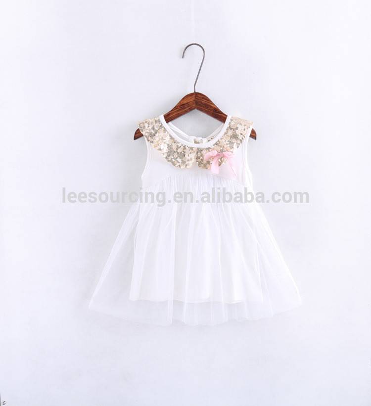 Sequin flower sleeveless vest summer sundress children girl 7th birthday party dress
