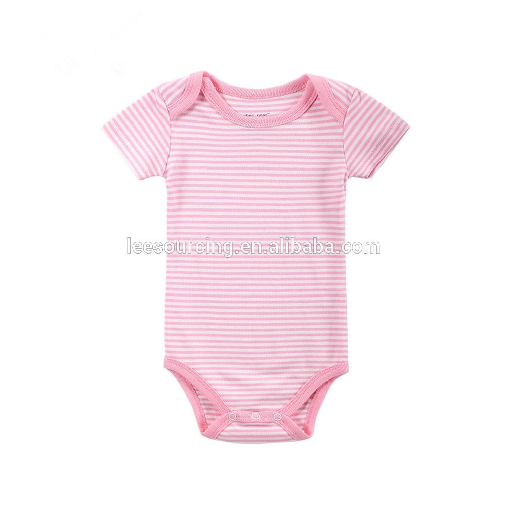 Wholesale plain blank stripe short sleeve baby clothes romper newborn