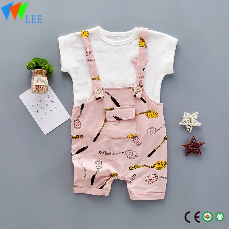 100% cotton O/neck baby short sleeve romper high quality Straps suit