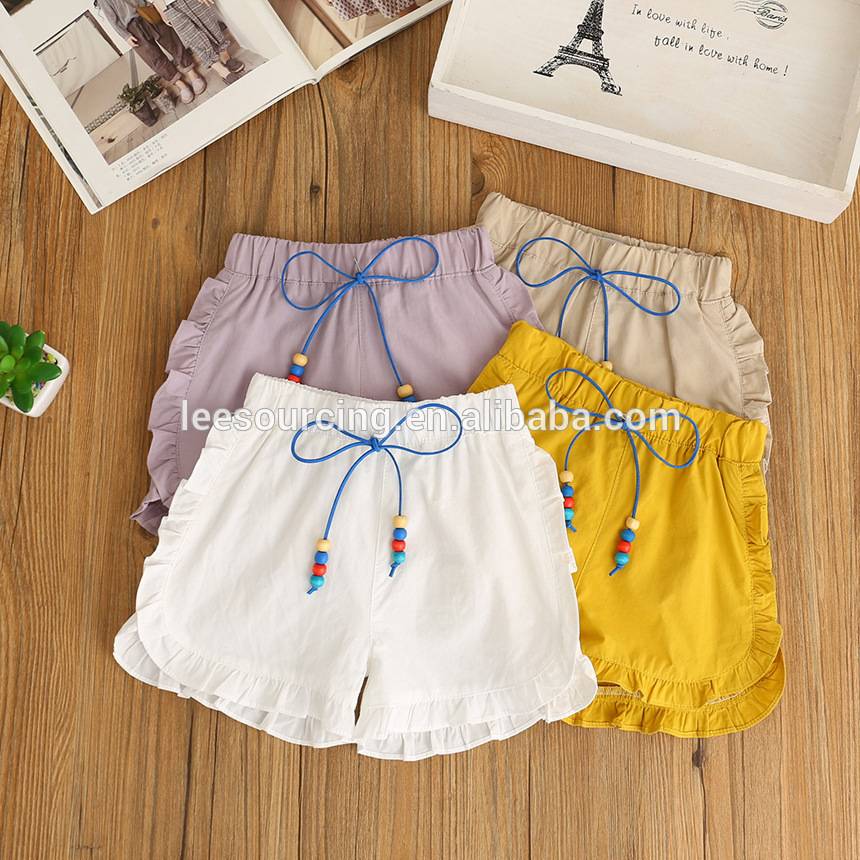 Solid color ruffle cotton wholesale baby girl shorts