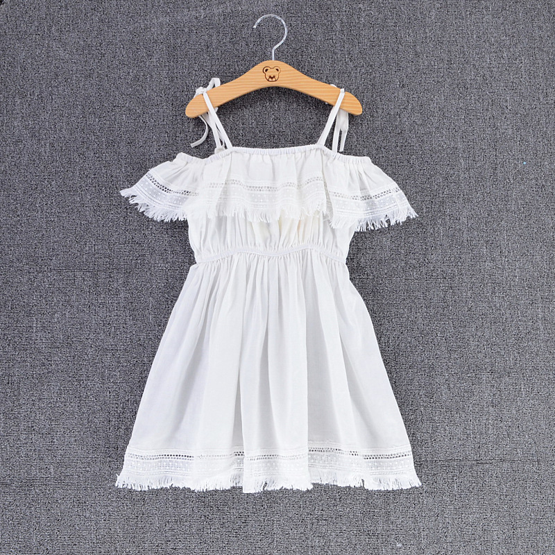 New fashion plain white little girl dress