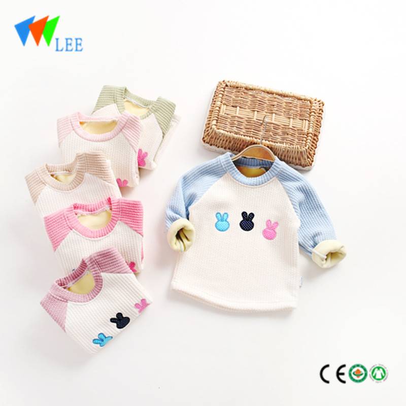 girls plaid t-shirt long sleeve cartoon bunny design clothing summer spring blouse designs for kids