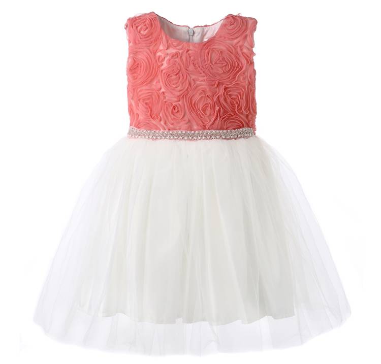 Groothandel Boutique Kinders Girls Klere Red Kids Dress versiering Blomme Baby Kant Maxi rok