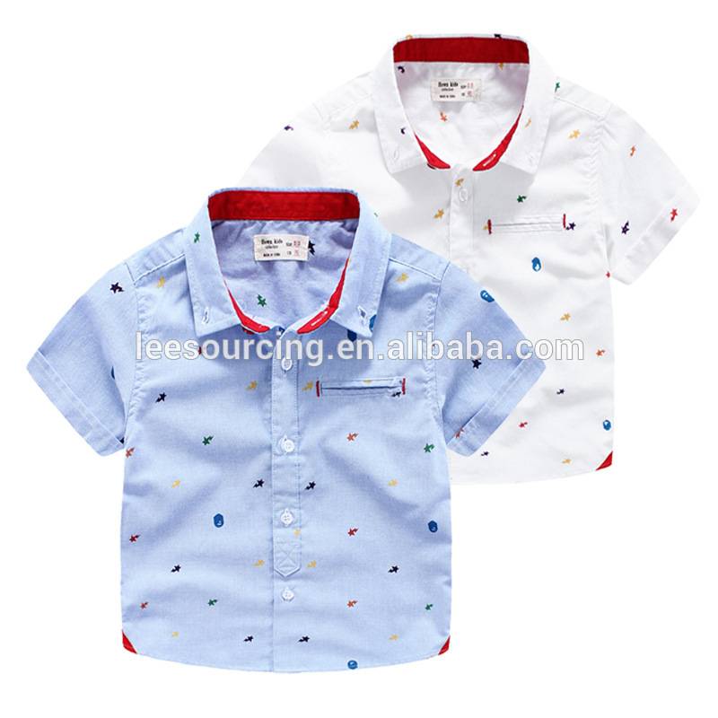 High quality full printing label cotton boys casual shirt