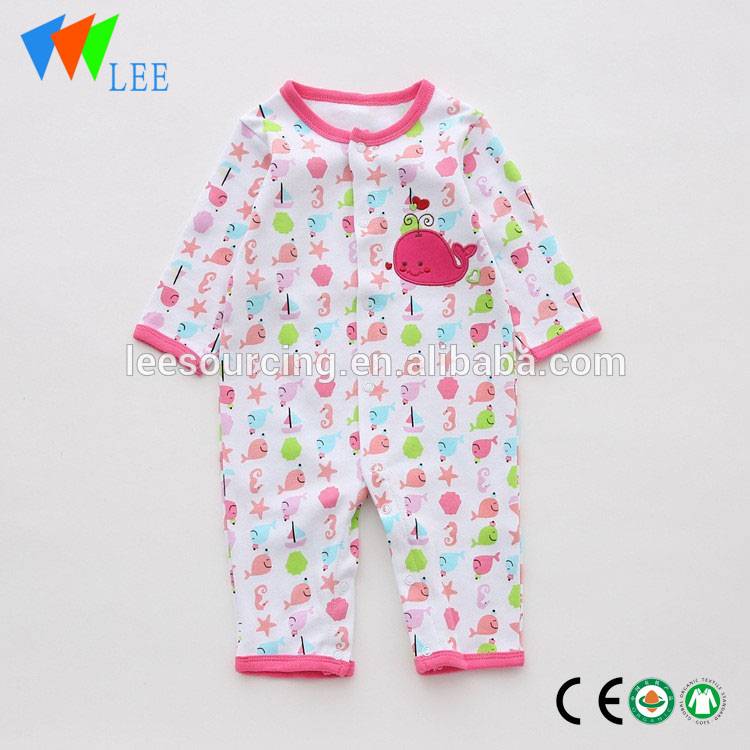 Wholesale full printing cotton baby long sleeve romper