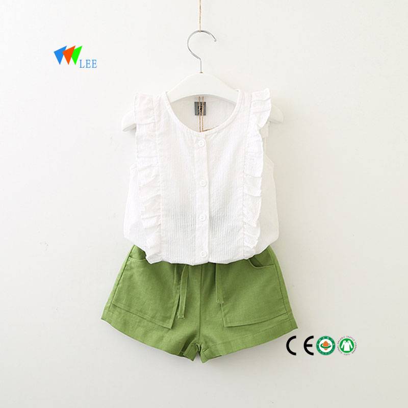 wholesale 1-2T new design hot sale kids girl blouse and shorts set