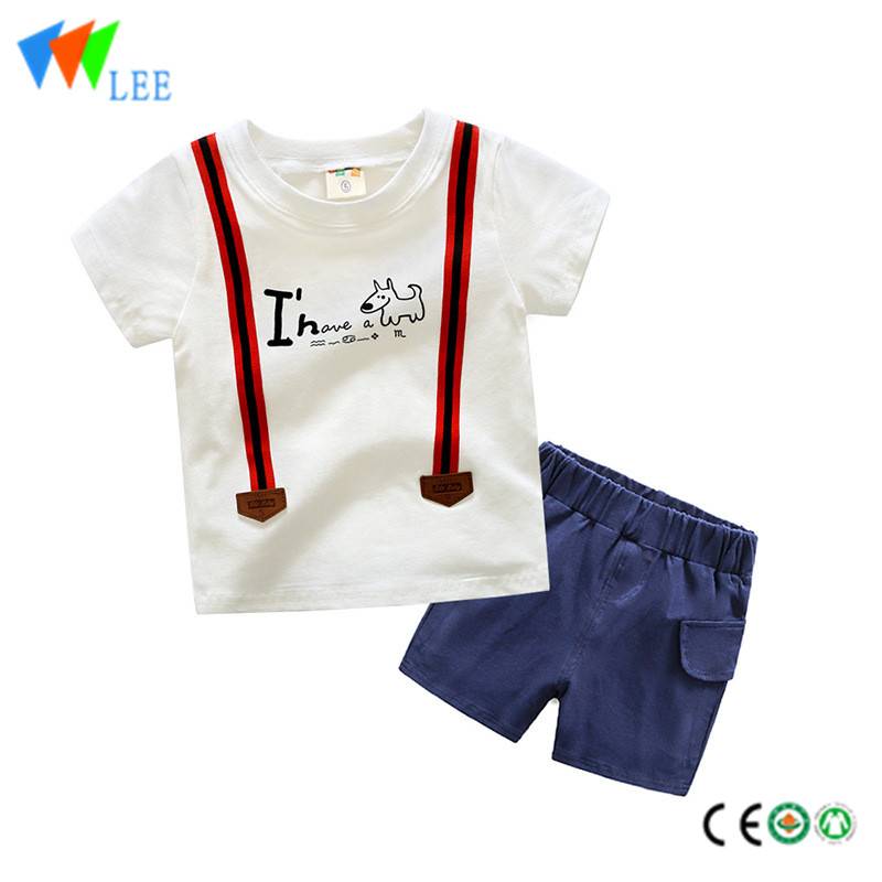 nenos infantís animais prints100% camisa de algodón mangas cortas con pantalóns curtas bebés clothingsets