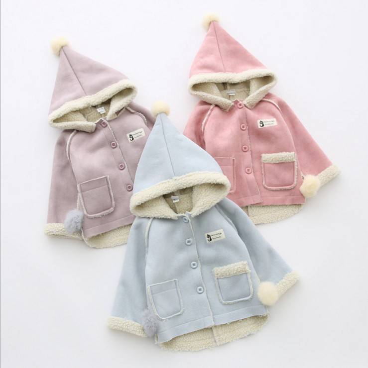 Fashion kids winter hoody Outwear baby woolen coats For girls