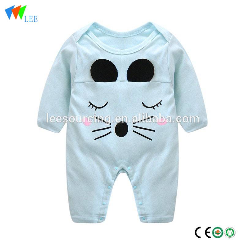 Wholesale solid color animal pattern baby playsuit