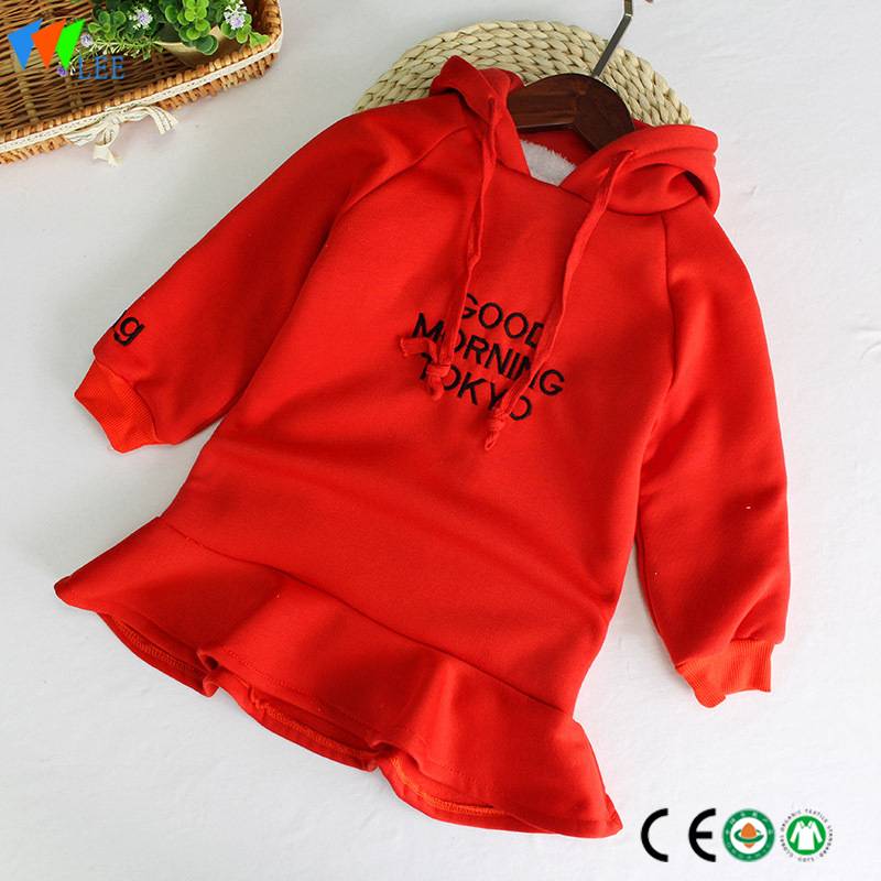 china manufacture fashion style winter long sleeve 100%cotton kids sweatershirt dress new model girl child dress wholesale