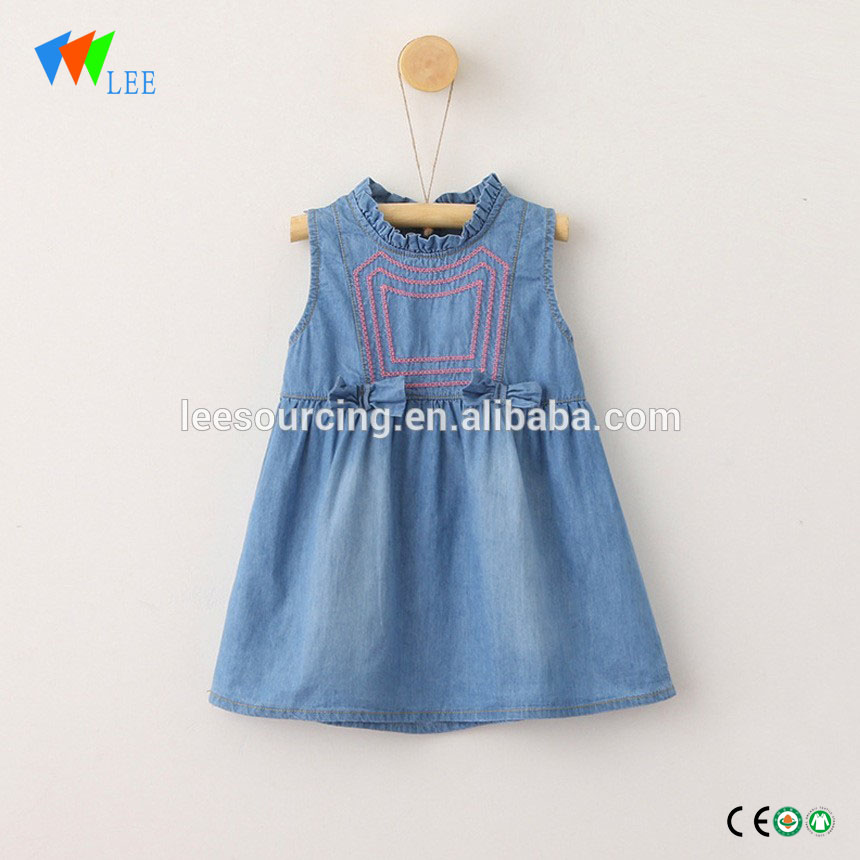 Casual style sleeveless cotton summer children girl denim dress