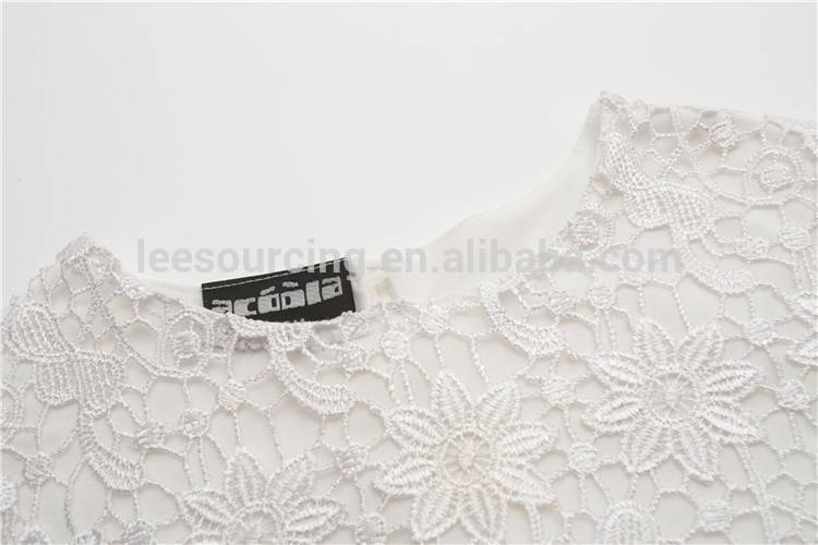 White new fashion elegant crochet sleeveless kid clothes chiffon designs girls lace tops baby children boutique blouse