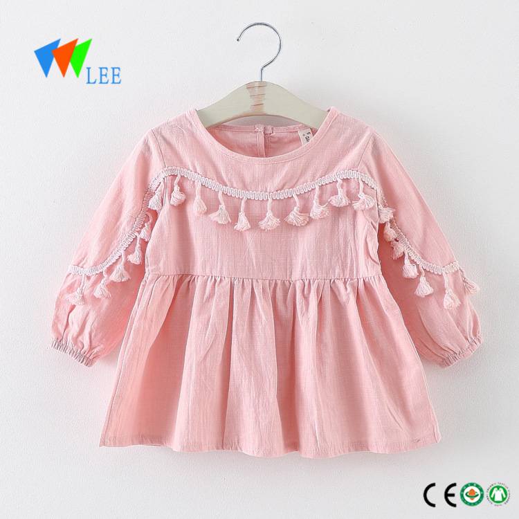 Wholesale doll collar solid color cotton summer baby girl dress