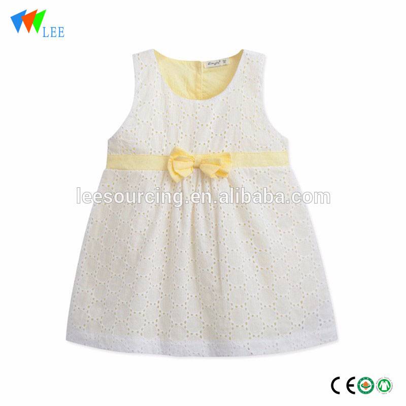 Красива последна износване дизайн голям лък връв на бебето момичета страна ъгъл рокля
