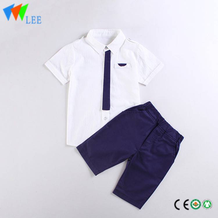 Factory wholesale Kids Overcoat - 100%cotton baby boy clothes set summer short sleeve and shorts gentleman style – LeeSourcing