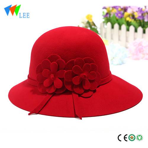 new style winter fashion wool fedora hats women dome Cloth flowers