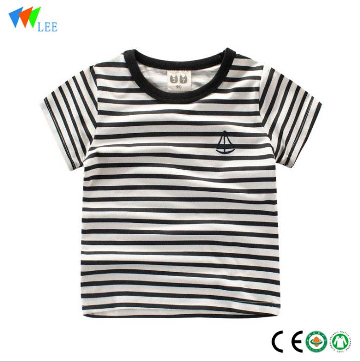 cheap price children girl v-neck stripes t-shirt