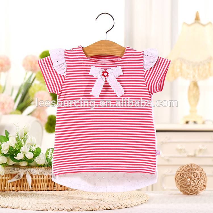 Wholesale stripe sweet style cotton t-shirt for girl