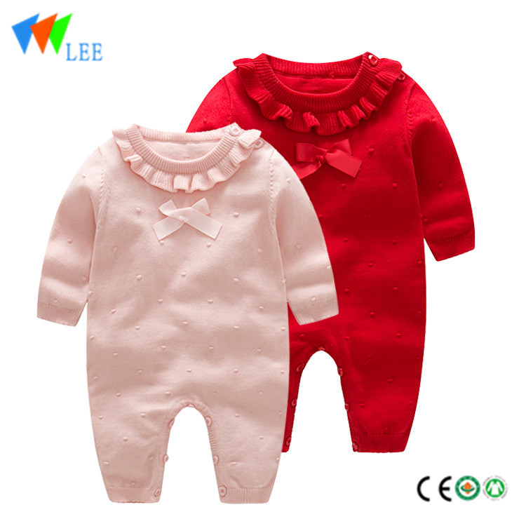 Professional China Baby Boy Summer Clothes - Winter oem baby coral wool with bow-tie and lace romper – LeeSourcing