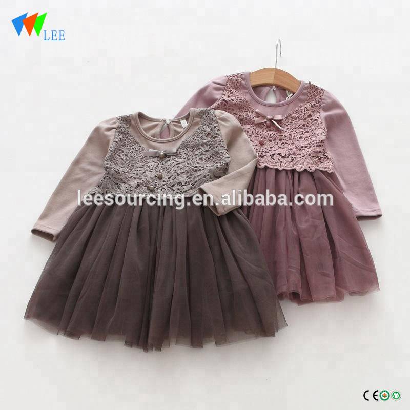 Wholesale vintage style long sleeve kids baby girls tutu dress