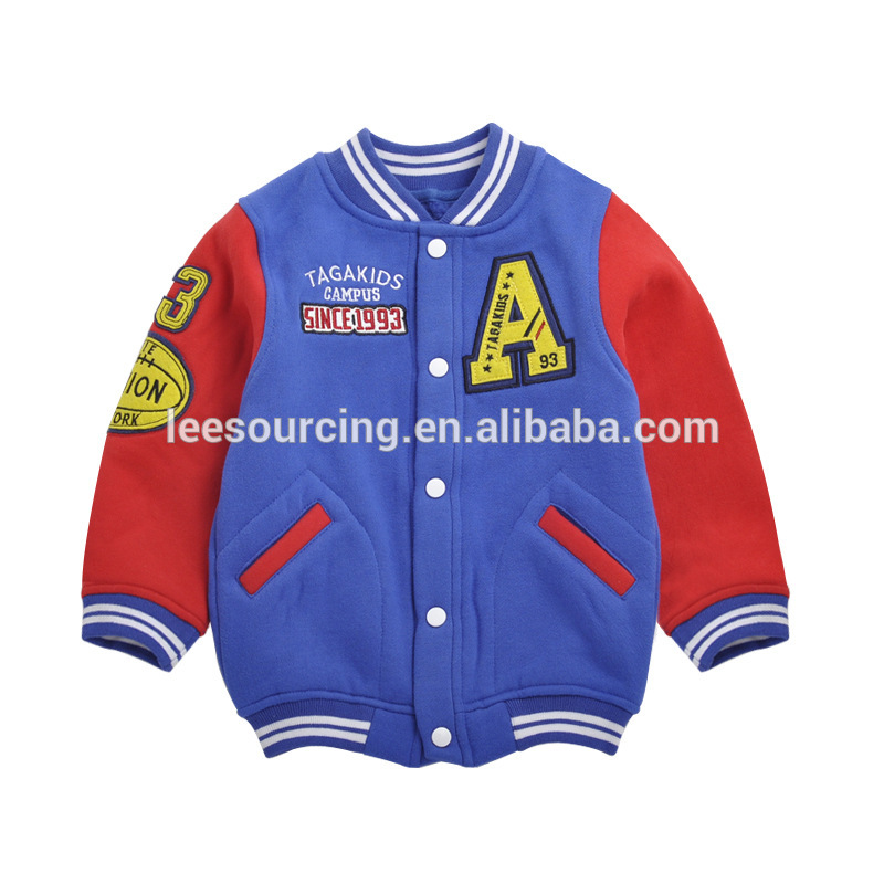 Fashion baby kids varsity sports jacket wholesale baseball jacket clothes