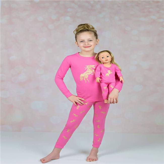 baby girl cotton pajamas set custom printing matching 18 inch doll clothes set