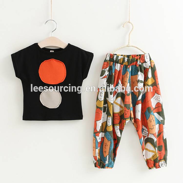 Summer girls t-shirt and pants cotton children clothing set