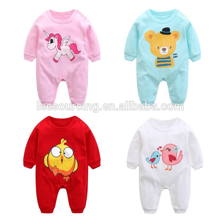100% cotton simple printing high quality soft baby playsuit