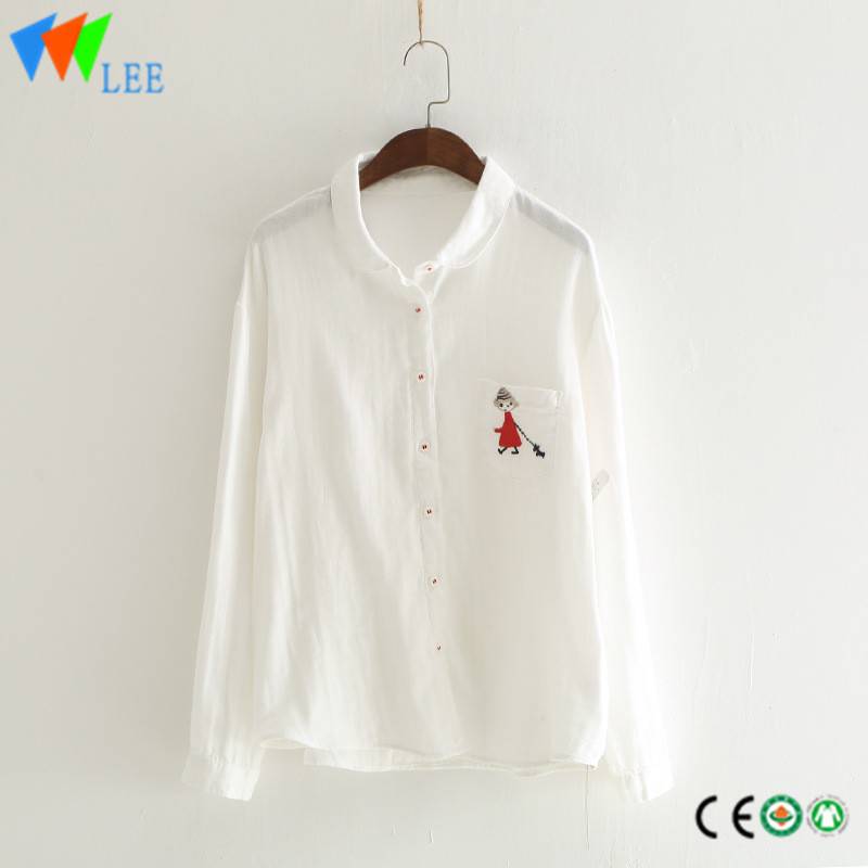 children kids girls blouse with long sleeve pure colour simple design