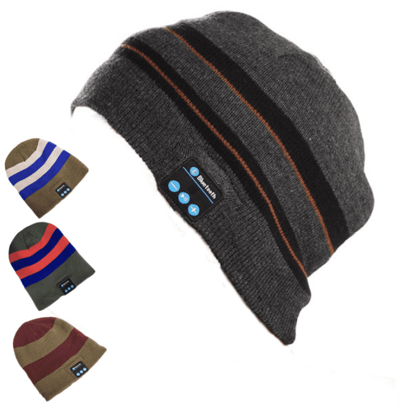 Wholesale bluetooth headset knit cap talk music striped bluetooth cap