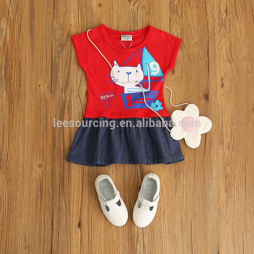 Wholesale summer cotton printing sleeveless girls baby swing top set