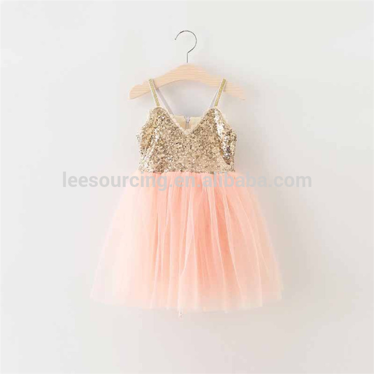 Wholesale Baby Kids Suspender Sequin Shinning Party High Quality Dress Girls