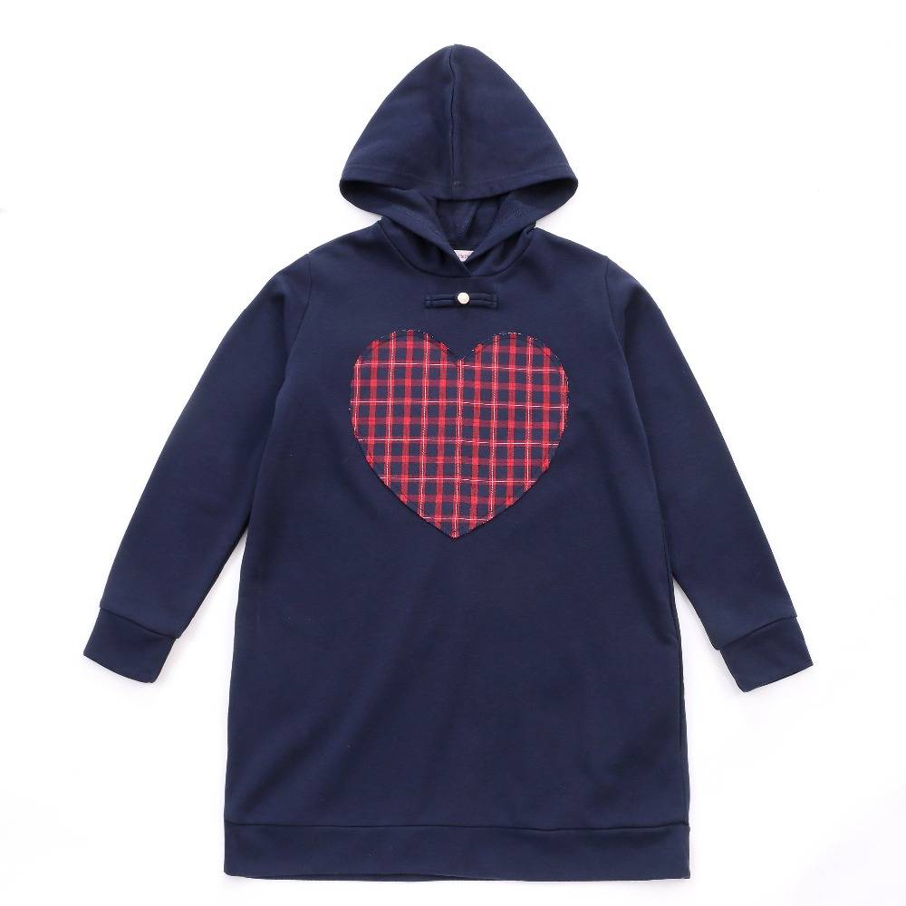 Wholesale best quality heart design baby girl hoodie long sweater