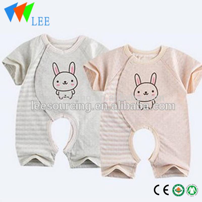 Factory Supply Organic Cotton Newborn Baby Girls Short Sleeve Romper Bodysuit Jumpsuit One-pieces Outfits Set