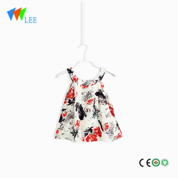 Summer baby girl flower fish art prints long dress shirt designer one piece short dress