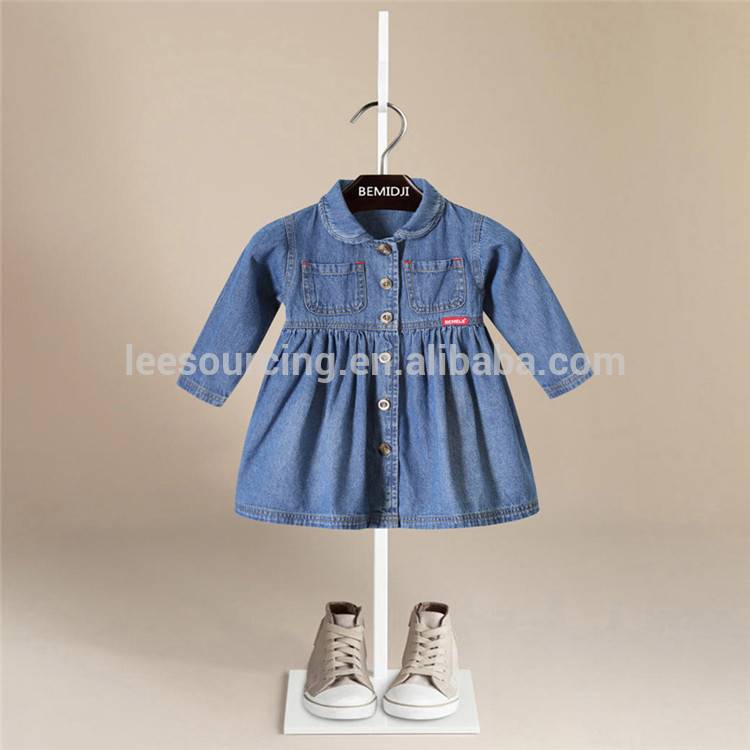 Factory selling Newborn Baby Outfit - Long sleeve cotton kids jean skirt denim children girl dress – LeeSourcing