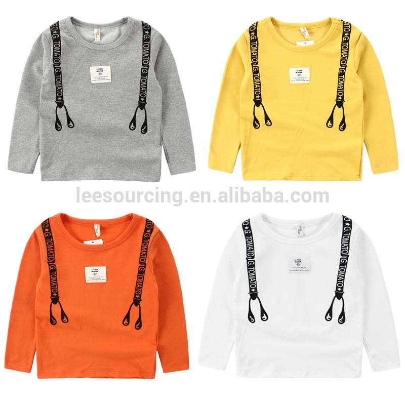 Wholesale spring cotton long sleeves boys kids round neck t-shirt
