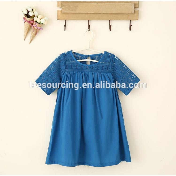 Summer casual short sleeve lace mix fabric toddler girl dress