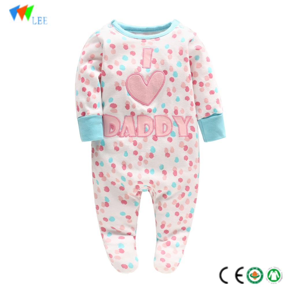 wholesale & OEM high quality cotton cute baby romper with foot full print