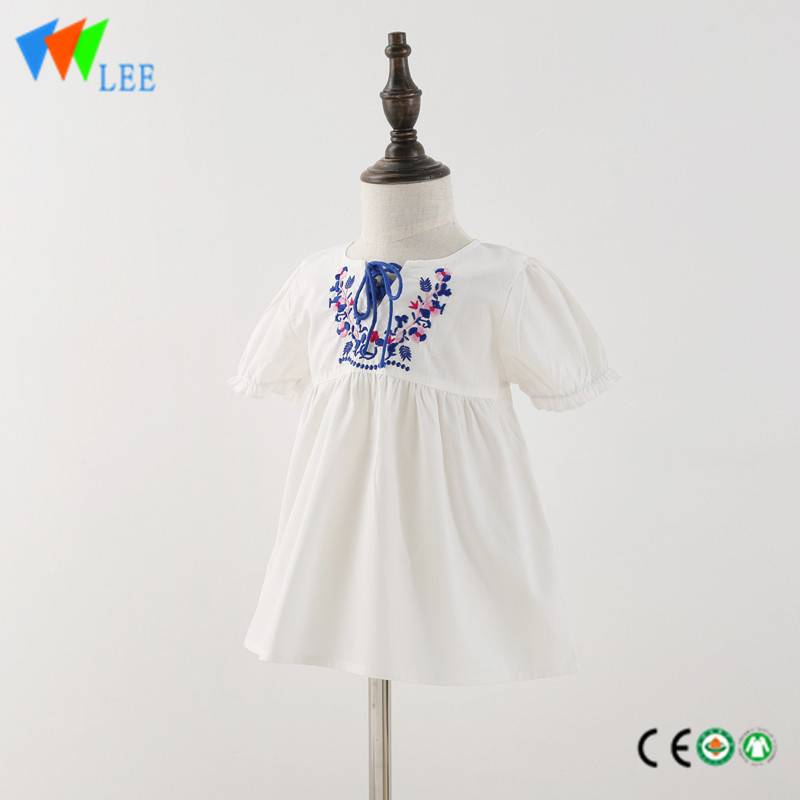 online shopping baby girl embroider blouse medium sleeve pure colour summer t shirt new born high quality dress