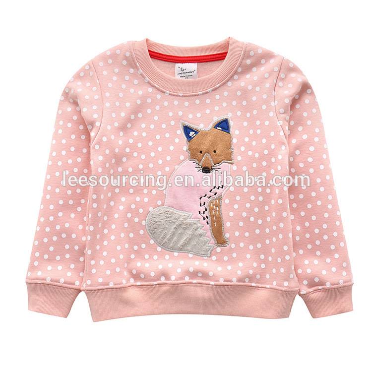 Wholesale polka dots pink color girls kids pullover sweatshirt