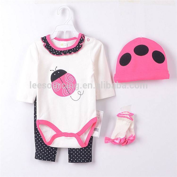 Hot Sale Soft Cotton Infant Rompers Pants Clothing Wholesale Baby Girl Clothes Set
