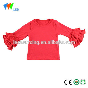 New design ruffle baby girls cotton clothes kids tops wholesale