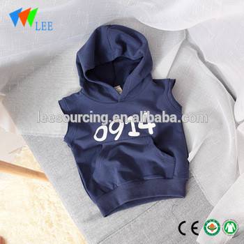 Sleeveless Baby Sweatshirt Custom Printing Cotton Hooded Kids Sweatshirt